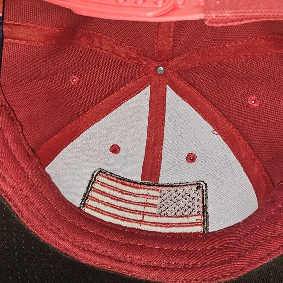 Pit Bull Mens Baseball Hat Leather American Flag Patch And Visor Red Brown Snap - Picture 7 of 14